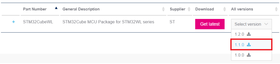 Downloading STM32CubeWL firmware package